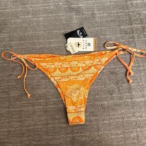 Billabong Orange In Dream Space Reversible Tie Side Tanga Bikini Bottoms XL NWT